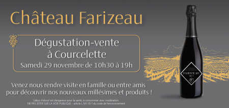 Château Farizeau vous donne rendez-vous à Courcelette le samedi 29 novembre 2025.